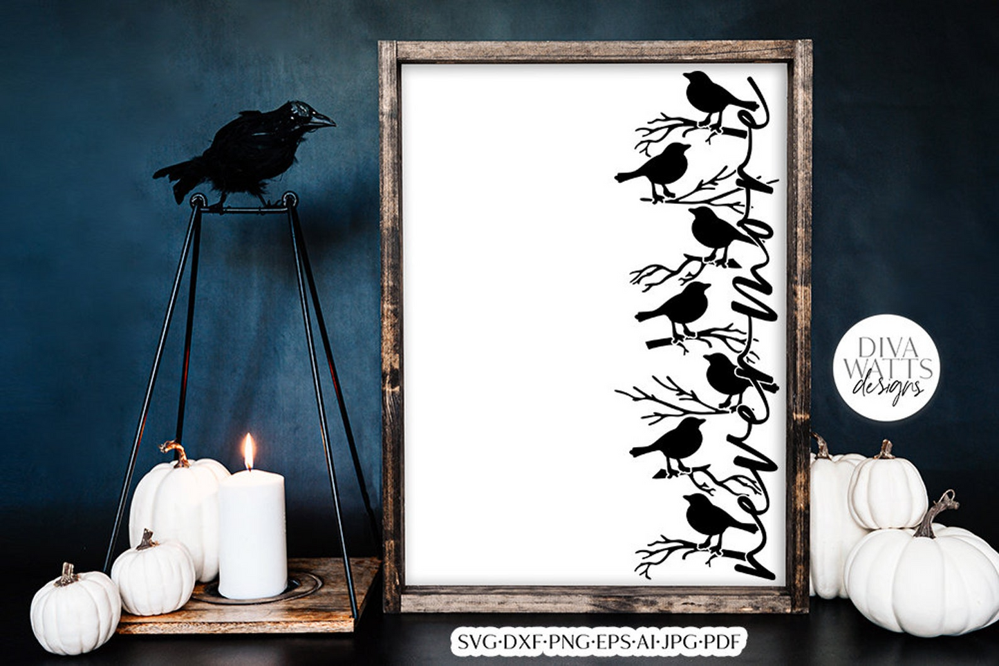 Nevermore SVG | Edgar Allan Poe Halloween Raven Design