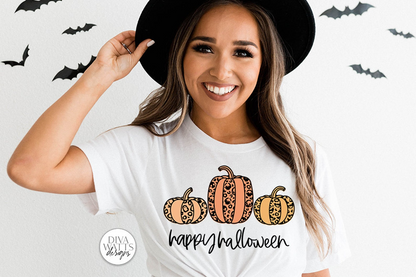 Happy Halloween SVG | Skull Ghost Bat Leopard Print Pumpkins Design
