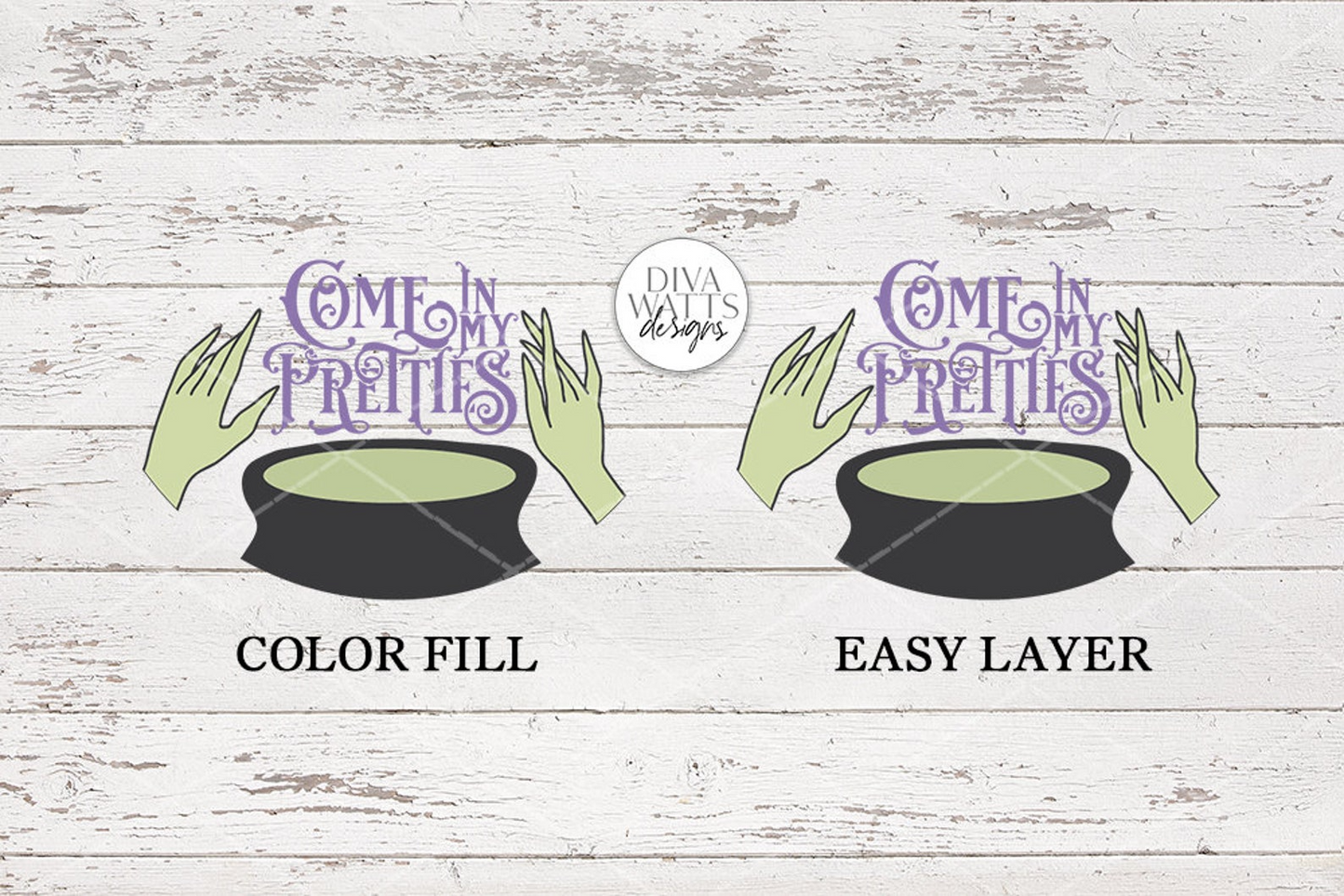 Come In My Pretties SVG | Halloween Witch's Cauldron Round Sign Design