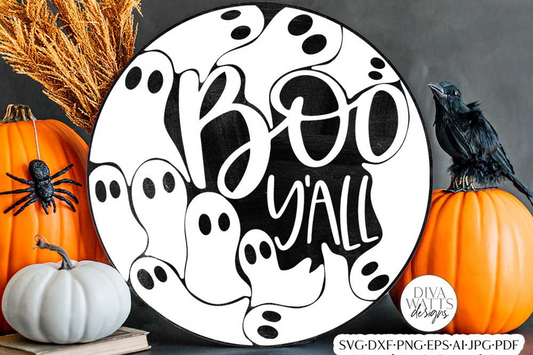 Boo Y'all Ghost SVG | Halloween Door Hanger Design