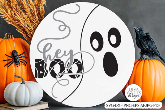 Hey Boo Ghost SVG | Halloween Door Hanger Design