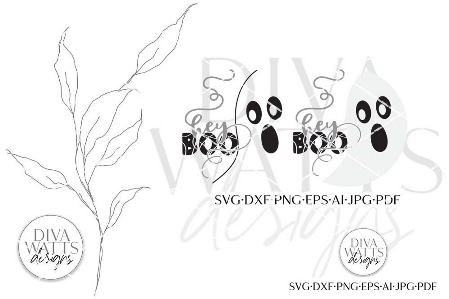 Hey Boo Ghost SVG | Halloween Door Hanger Design