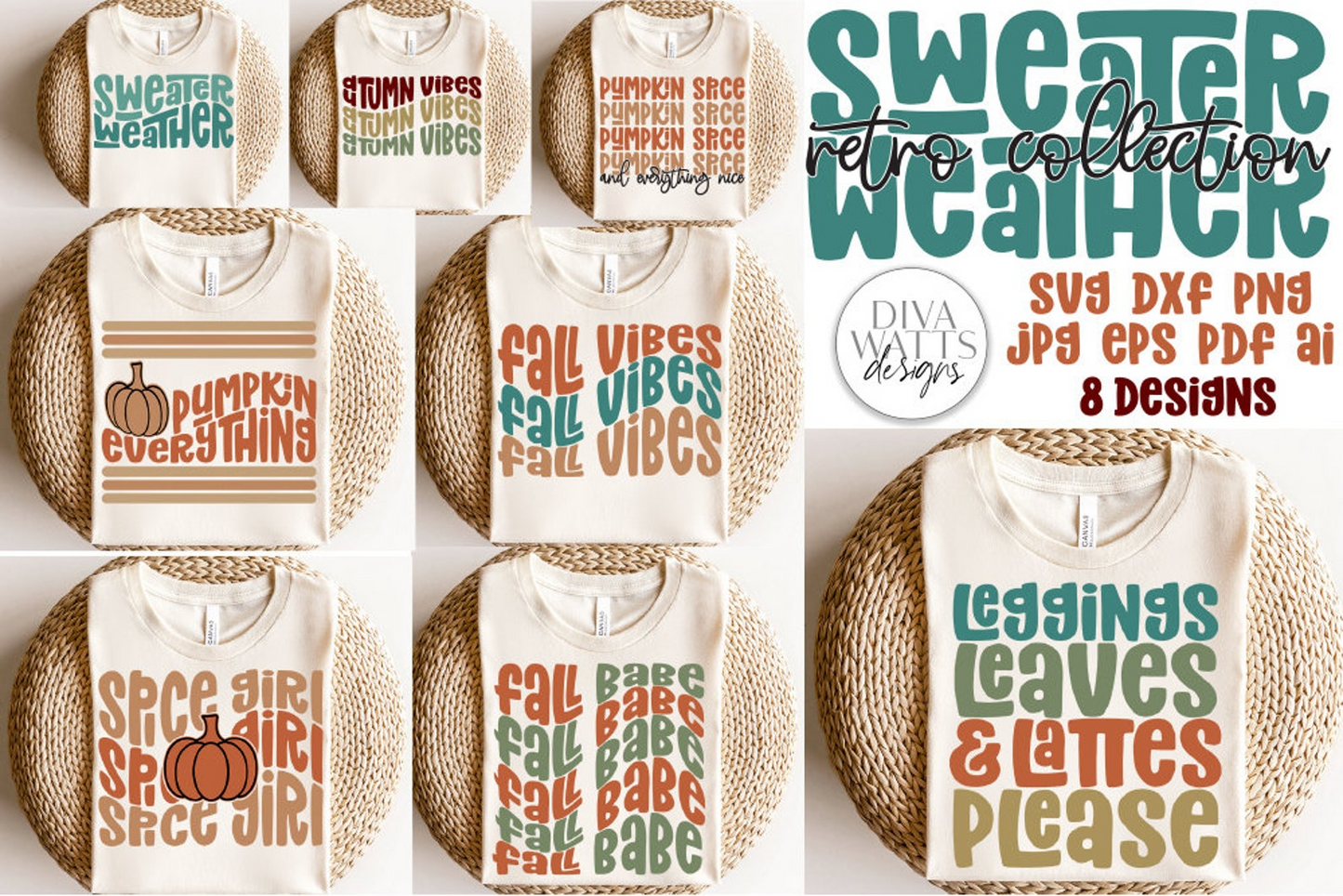 Sweater Weather Retro Fall SVG Bundle
