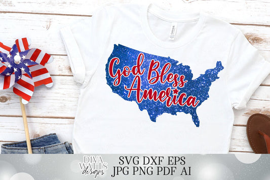 God Bless America - Cutting File - United States - USA Shirt Sign - SVG DXF - 4th of July Independence Day | Country Silhouette | Vinyl htv