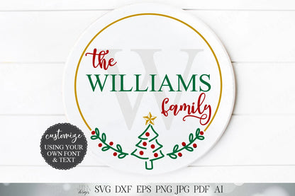 Winter Monogram Wreath | Customize With Your Monogram and Last Name | Cutting File and Printable | SVG DXF and More | Christmas Holiday SVG