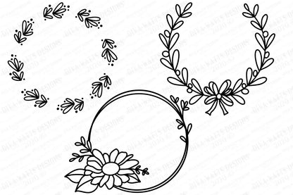 Farmhouse Wreath Collection | Cutting Files and Clipart | Set of 10 | Florals Greenery and More!