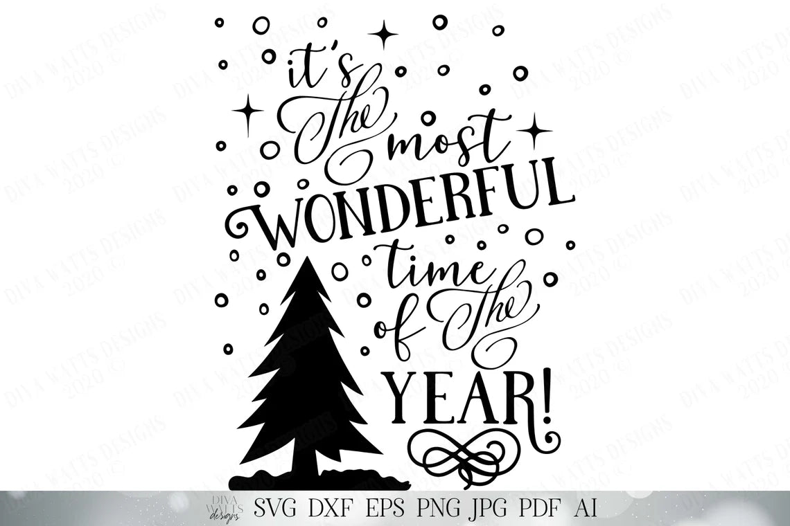 It's The Most Wonderful Time Of The Year SVG | Christmas SVG | Farmhouse SVG | dxf and more! | Printable