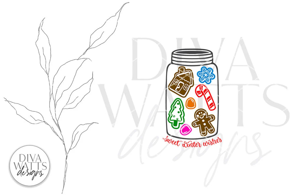 Sweet Winter Wishes SVG | Gingerbread Christmas Jar Design