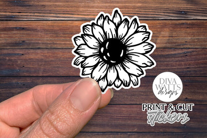 12 Flower Print & Cut Stickers | Hand Drawn Floral Sticker Designs | DIGITAL DOWNLOAD