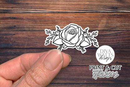 12 Flower Print & Cut Stickers | Hand Drawn Floral Sticker Designs | DIGITAL DOWNLOAD