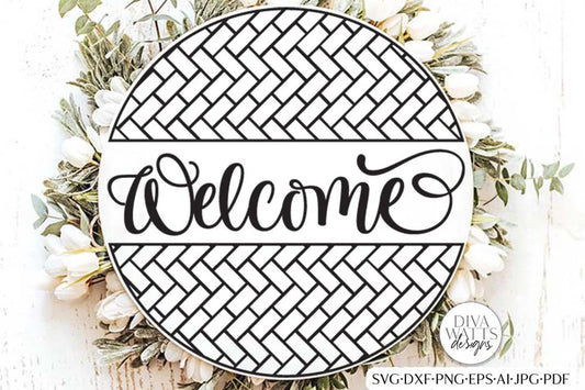 Welcome with Subway Chevron Half Round SVG | Round Welcome Design