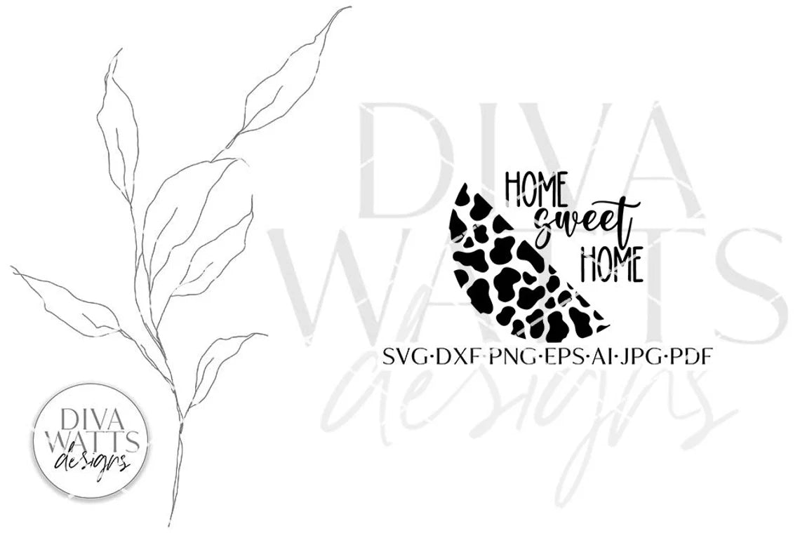 Home Sweet Home Cow Print SVG | Farmhouse Style Round Design