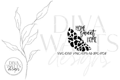Home Sweet Home Cow Print SVG | Farmhouse Style Round Design