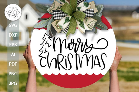 Merry Christmas SVG Door Hanger For Winter SVG Welcome Christmas SVG Door Hanger For Christmas Tree svg Front Door Decor Farmhouse Sign svg