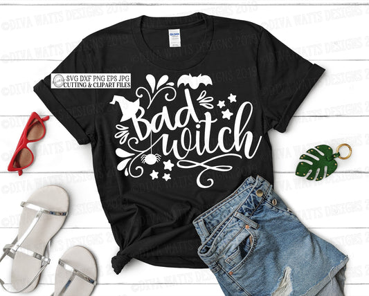 SVG Bad Witch | Halloween Cutting File | Instant Download | DXF PNG eps jpg | Fall | Trick or Treat | Vinyl Stencil htv | T-Shirt Sign