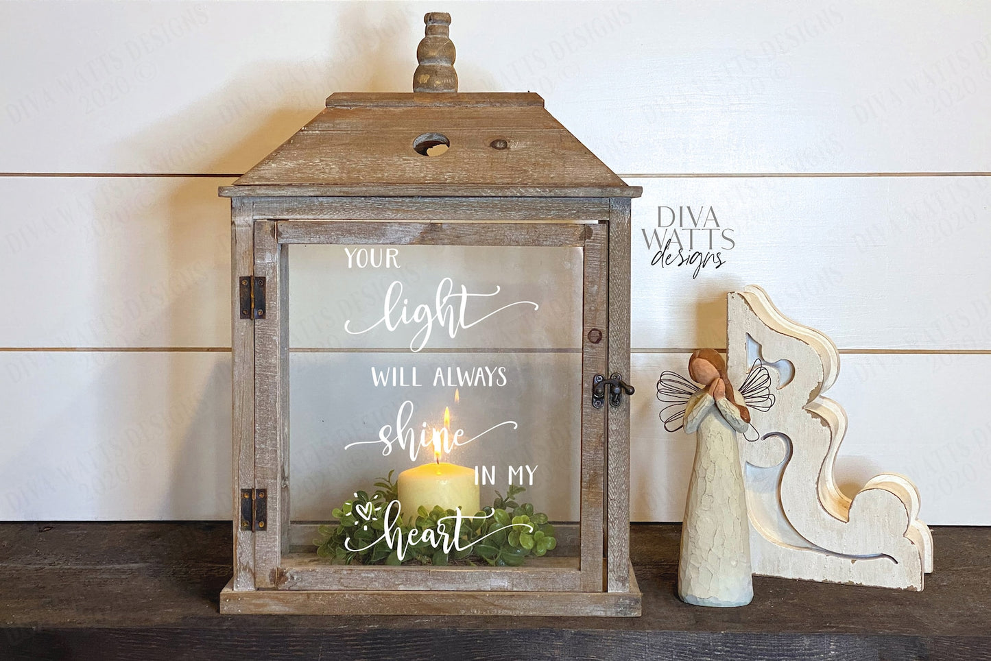 SVG | Your Light Will Always Shine In My Heart | Cutting File | Grief Loss Remembrance Memorial | Vinyl Stencil HTV | Sign Lantern | dxf eps