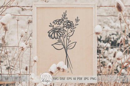 Daisy Flower Arrangement SVG | Farmhouse Sign Art | dxf and more!