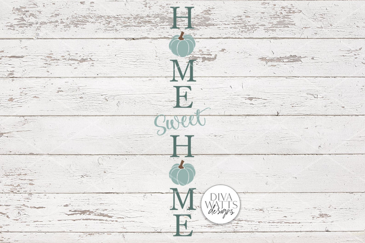Home Sweet Home With Pumpkins | Fall Vertical Porch Sign Design