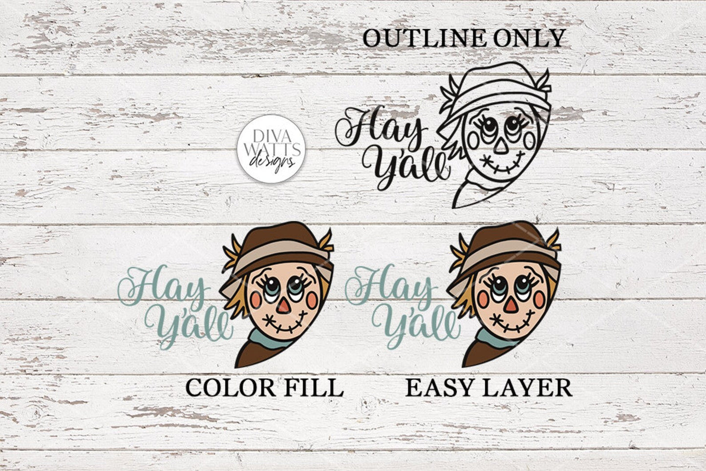 Hay Y'all Scarecrow SVG | Fall Round Sign Design