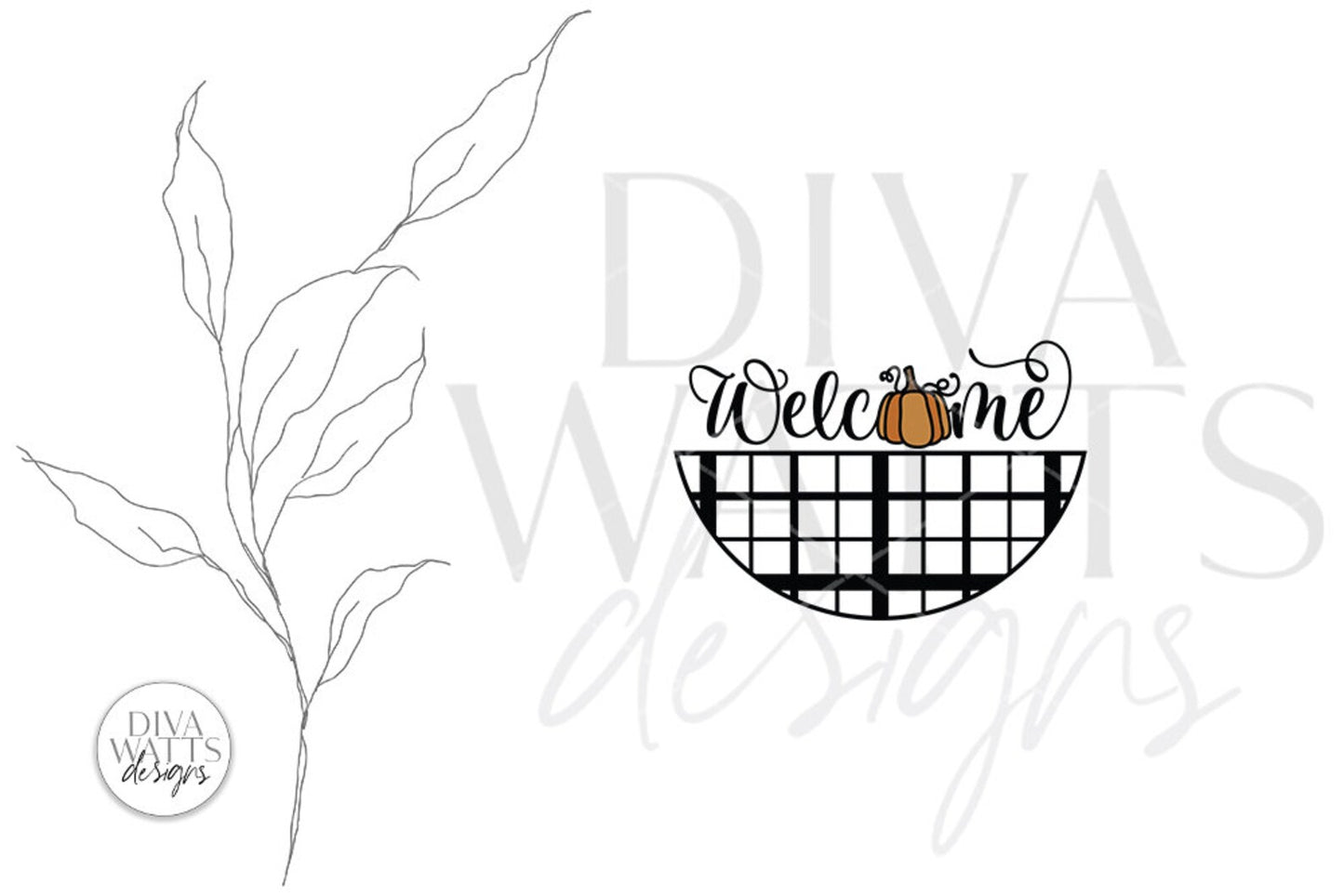 Welcome With Pumpkin And Plaid SVG | Farmhouse Fall Door Hanger Design