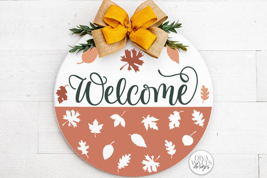 Welcome SVG | Fall Leaves Door Hanger Design