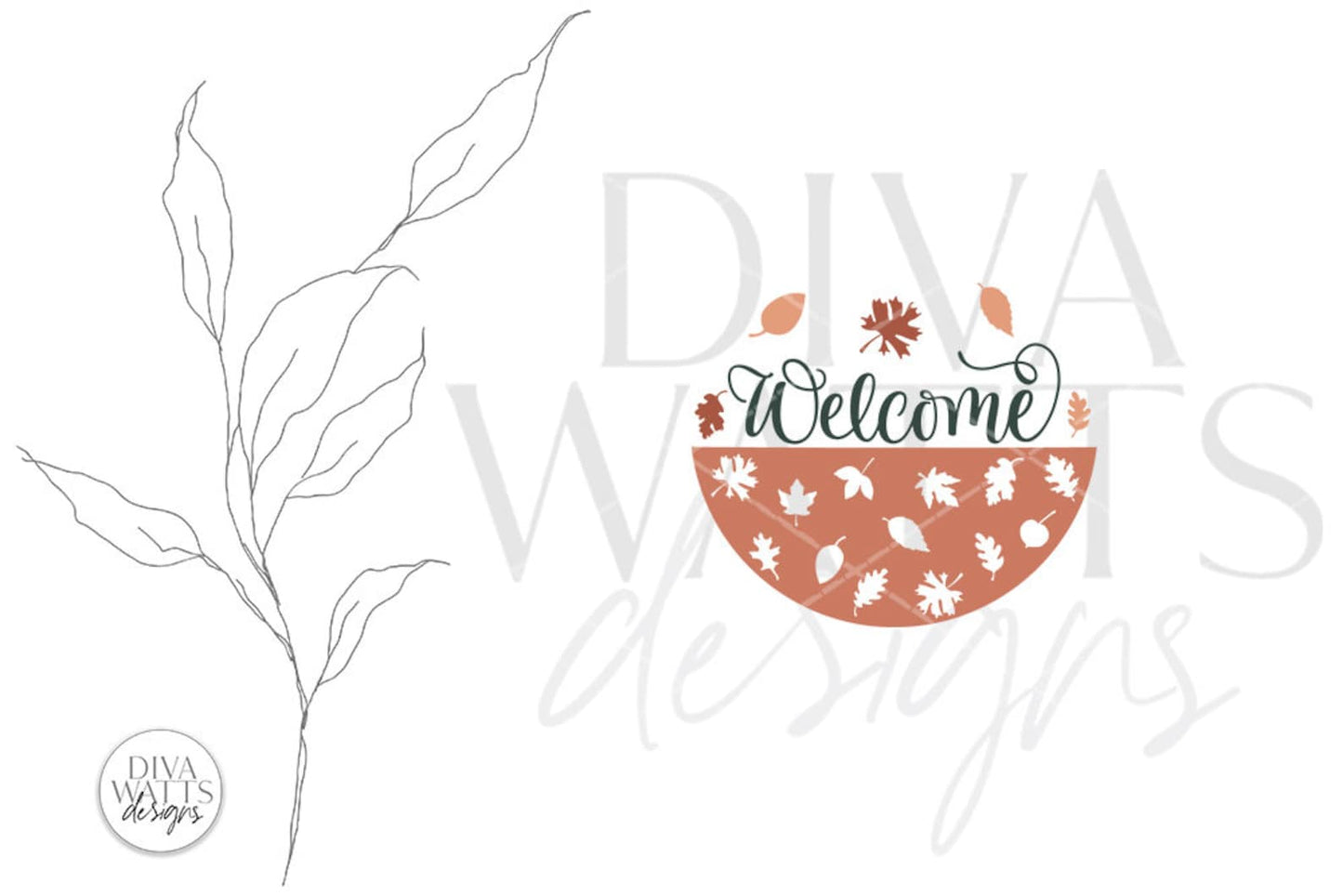 Welcome SVG | Fall Leaves Door Hanger Design