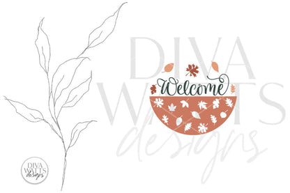 Welcome SVG | Fall Leaves Door Hanger Design