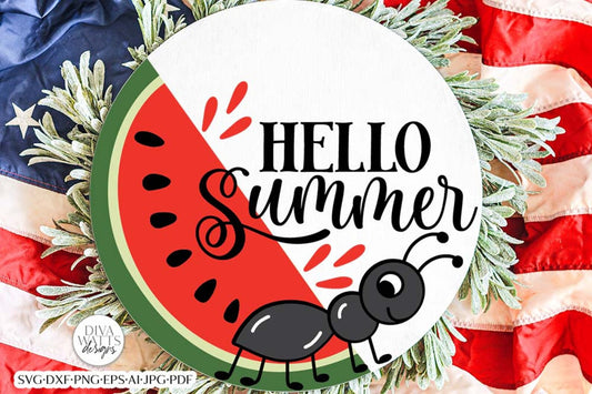 Hello Summer with Watermelon and Ant SVG | Welcome Design