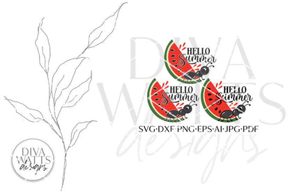 Hello Summer with Watermelon and Ant SVG | Welcome Design