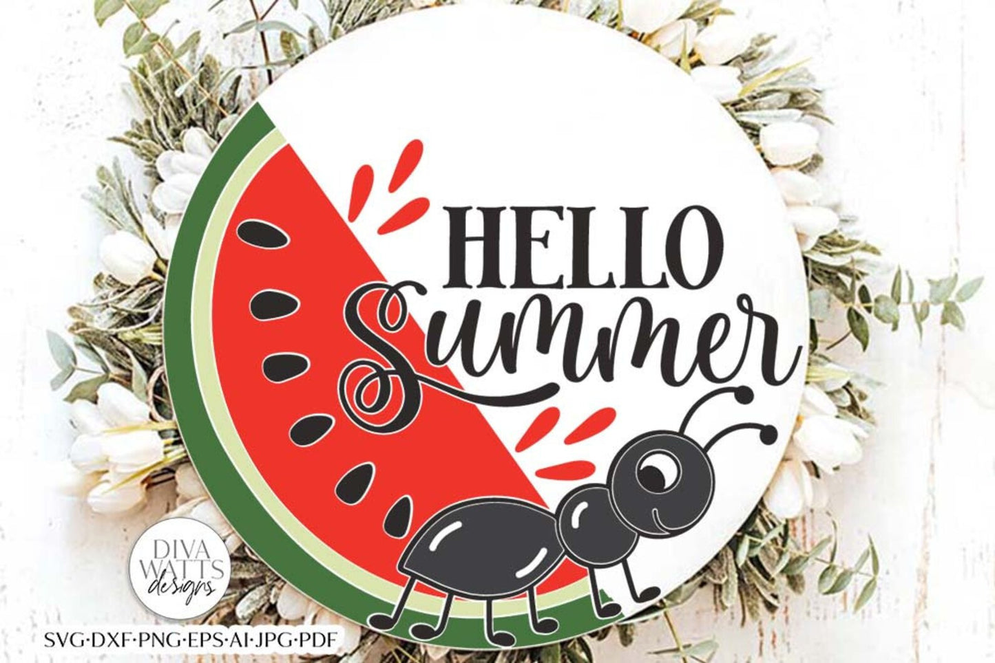 Hello Summer with Watermelon and Ant SVG | Welcome Design