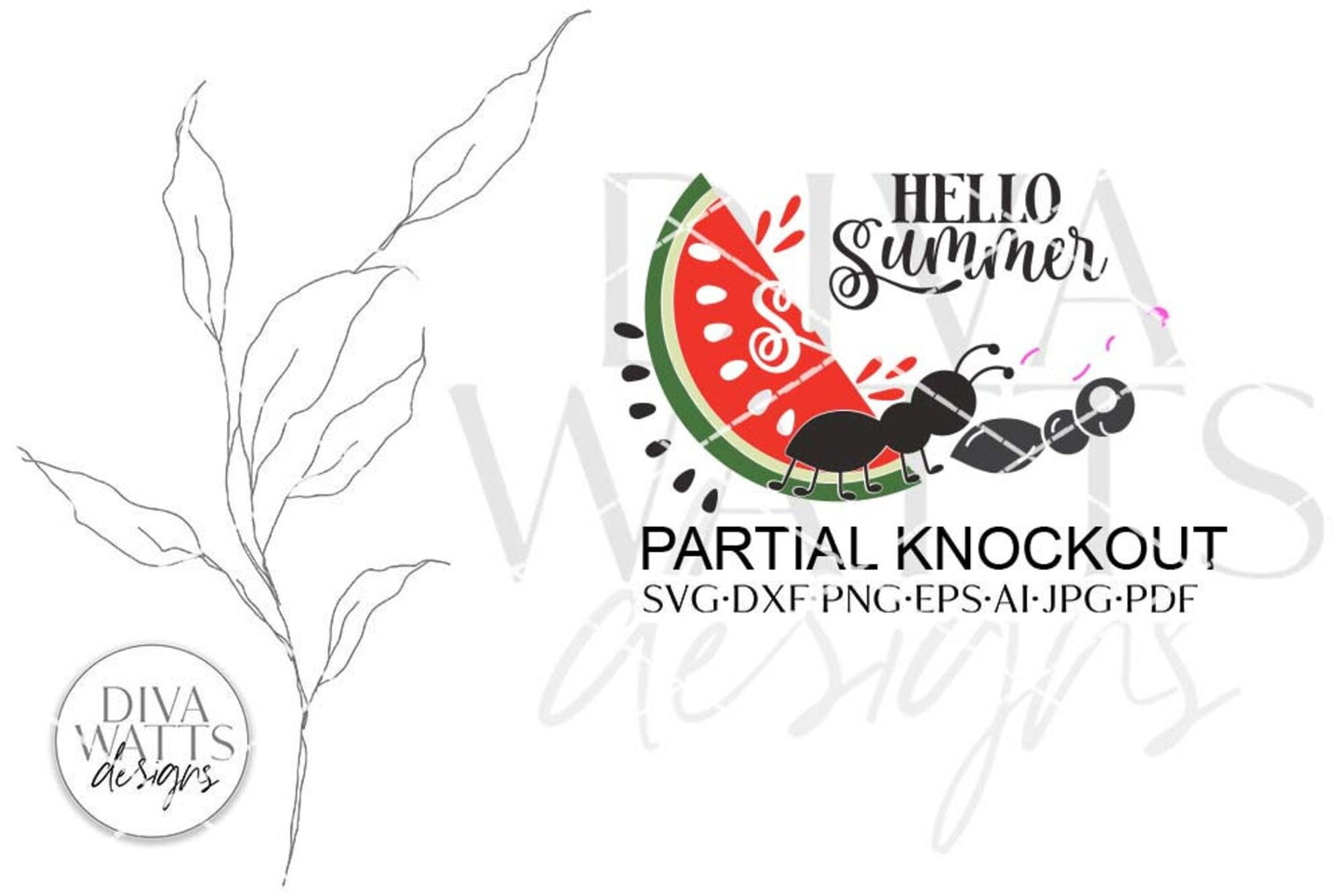 Hello Summer with Watermelon and Ant SVG | Welcome Design