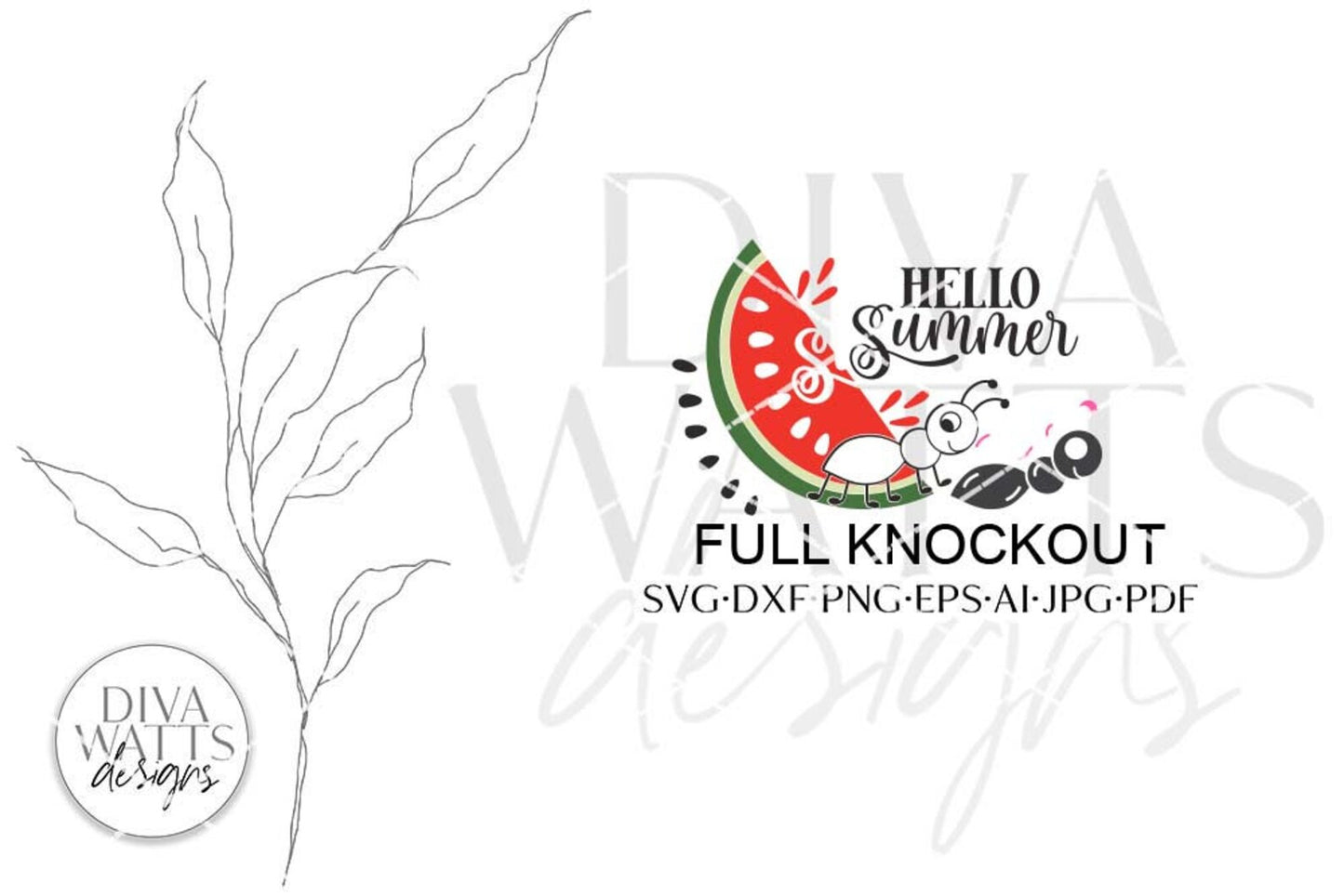 Hello Summer with Watermelon and Ant SVG | Welcome Design