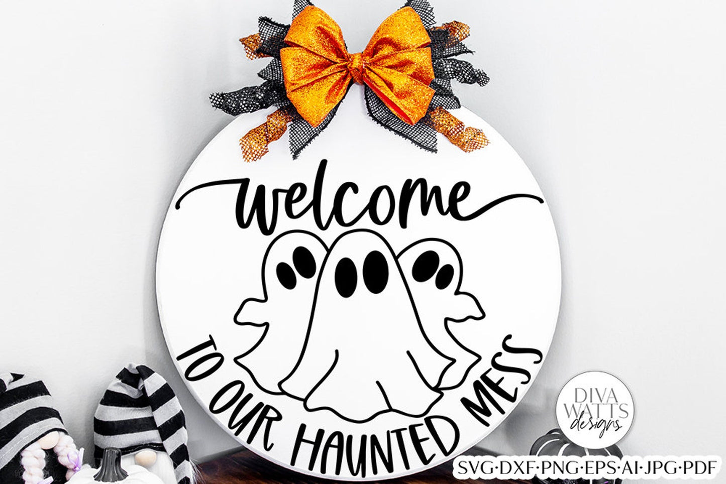 Welcome To Our Haunted Mess SVG | Halloween Round Design