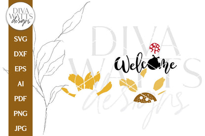 Welcome SVG | Sunflower and Ladybug Door Hanger Design
