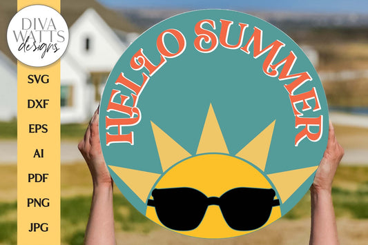 Hello Summer SVG | Sun and Sunshine Door Hanger Design
