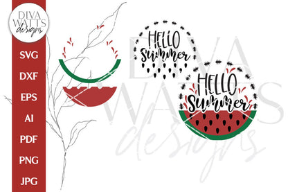 Hello Summer SVG | Watermelon & Ants Door Hanger Design