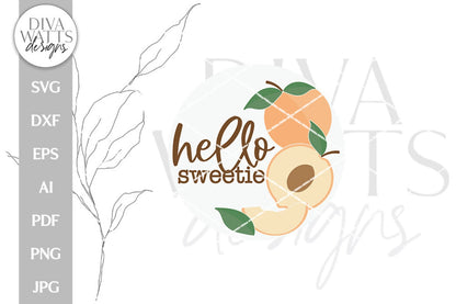Hello Sweetie SVG | Summer Peach Door Hanger Design