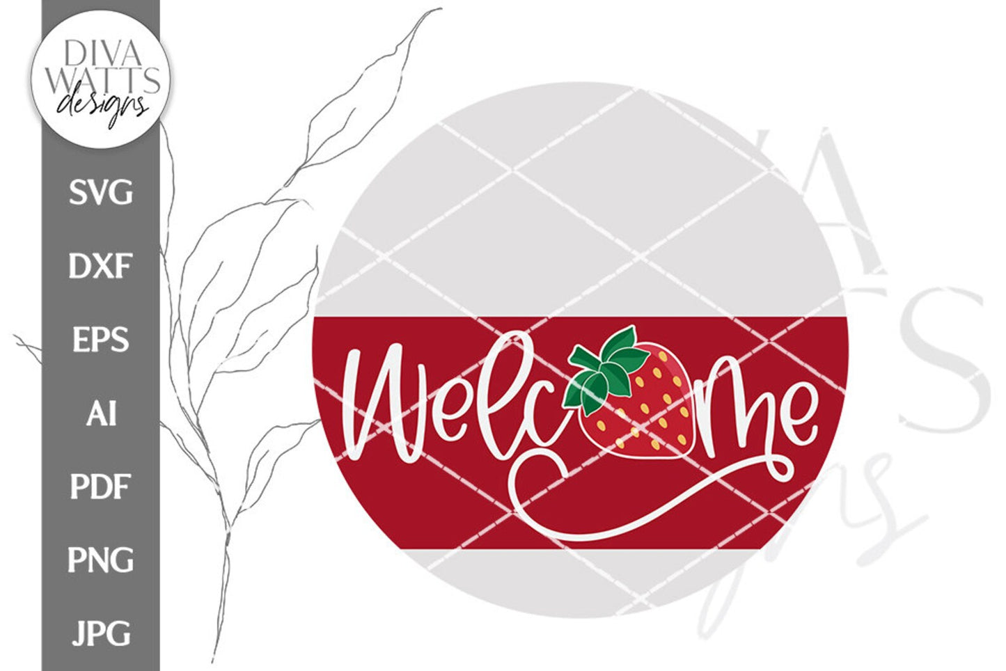 Welcome SVG | Summer Strawberry Door Hanger Design
