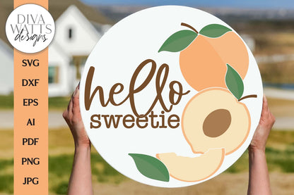 Hello Sweetie SVG | Summer Peach Door Hanger Design