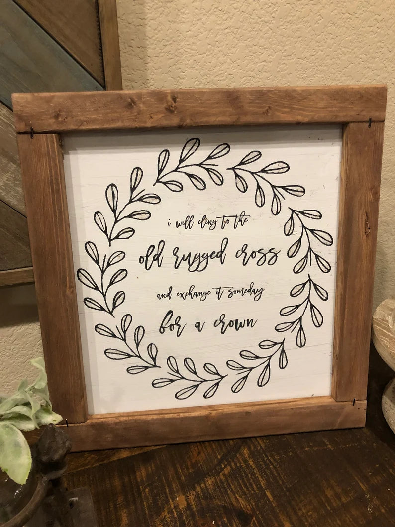 Old Rugged Cross | SVG | Printable | PNG | Farmhouse Wreath Wall Decor | Instant Download Cuttable Cricut Silhouette | Religious Hymn