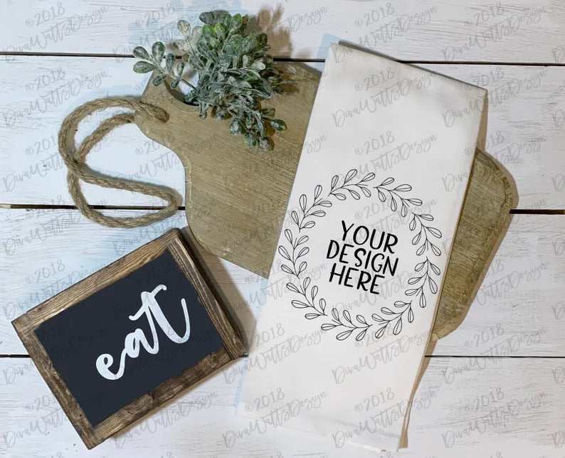 Mock-Up Kitchen Tea Towel | Farmhouse Flour Sack Towel | Product Display | Instant Download