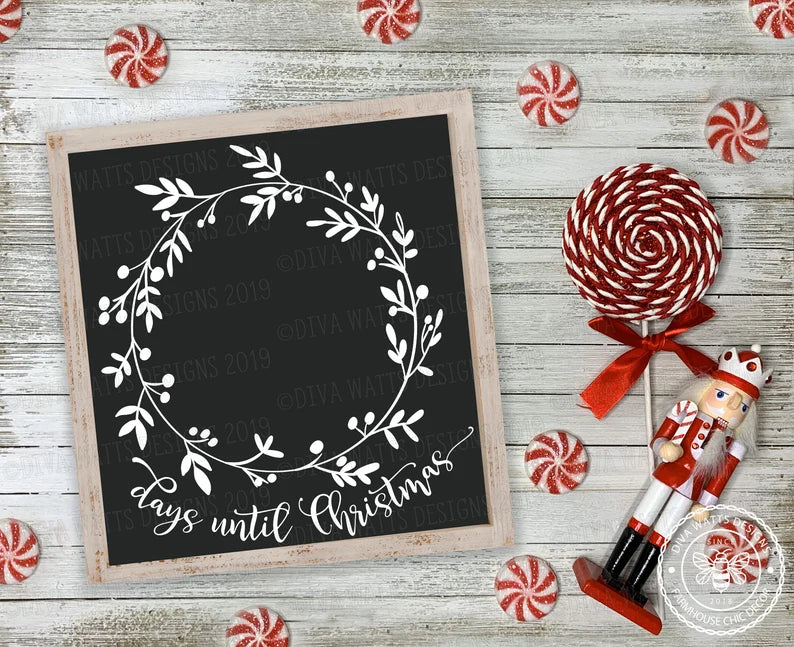 SVG Days Until Christmas | Cutting File | DXF PNG eps | Vinyl Stencil | Sign | Instant Download | Layered | Printable jpg | Colored & Plain