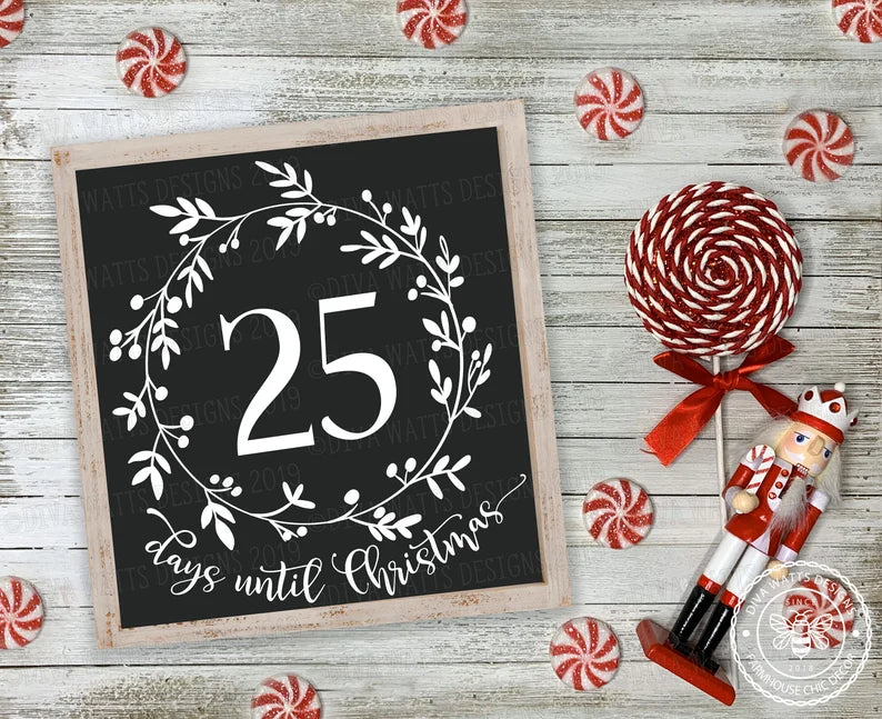 SVG Days Until Christmas | Cutting File | DXF PNG eps | Vinyl Stencil | Sign | Instant Download | Layered | Printable jpg | Colored & Plain