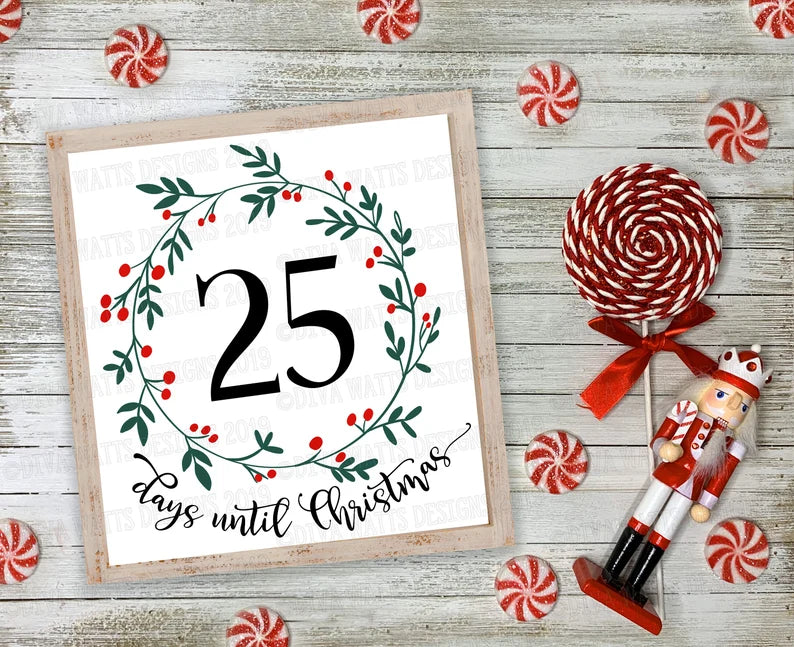 SVG Days Until Christmas | Cutting File | DXF PNG eps | Vinyl Stencil | Sign | Instant Download | Layered | Printable jpg | Colored & Plain