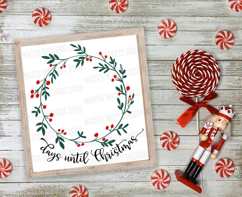 SVG Days Until Christmas | Cutting File | DXF PNG eps | Vinyl Stencil | Sign | Instant Download | Layered | Printable jpg | Colored & Plain