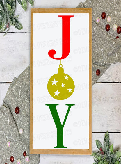 SVG Joy | Cutting File | Christmas Ornament | DXF PNG eps jpg pdf | Vinyl Stencil htv | Instant Download | Sign | Stars | Vertical | Long |