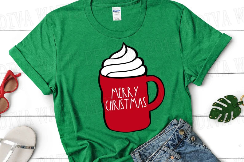 SVG Merry Christmas Mug | Cutting File | Laser | Lumpy Red Mug | Instant Download | Vinyl Stencil HTV | DXF png jpg | Farmhouse Pottery