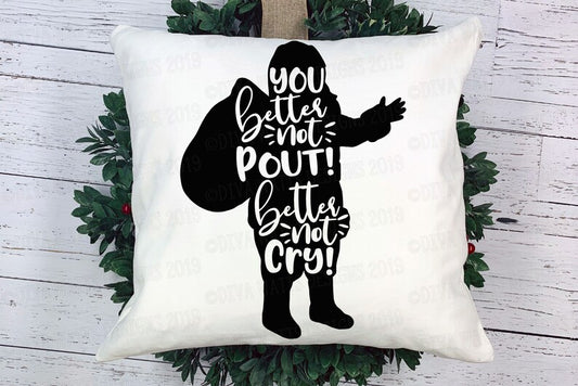 SVG You Better Not Pout Better Not Cry | Cutting File | Christmas Santa Claus | is coming to town | dxf png eps jpg | Vinyl Stencil htv |