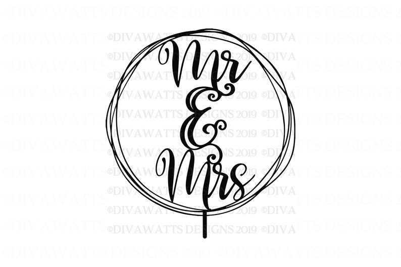 SVG | Mr. & Mrs. Cake Topper | Cutting File | Wedding Vow Renewal Anniversary | PNG | Mr Mrs | Farmhouse Wreath | Simple Rustic Vintage Easy