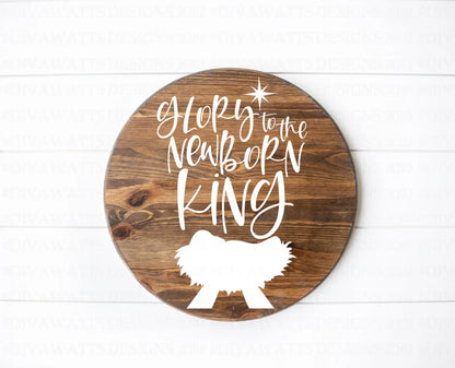 SVG Glory To The Newborn King | Cutting File | Christmas | Hark The Herald Angels Sing | Baby Jesus Manger | DXF jpg | Vinyl Stencil HTV